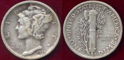 Us Coins - 1925-D MERCURY DIME  VF35 .... BOLD STRIKE!