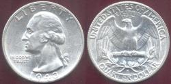 Us Coins - 1943-S WASHINGTON QUARTER  AU58