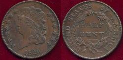 Us Coins - 1826 HALF CENT  AU55 ... VERY SHARP STRIKE