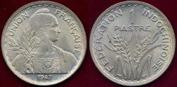 World Coins - FRENCH INDO CHINA 1947 1 PIASTRE  CHOICE BU