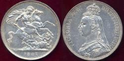 World Coins - GREAT BRITAIN 1887 QUEEN VICTORIA CROWN... Impaired PROOF