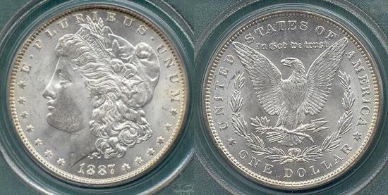 US Coins - 1887 MORGAN DOLLAR PCGS MS65
