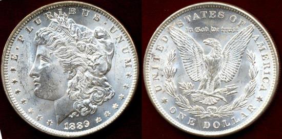 US Coins - 1889 MORGAN DOLLAR  PCGS MS64  ... BLAST WHITE