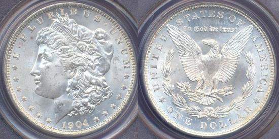 US Coins - 1904-O MORGAN DOLLAR  PCGS MS65  WHITE