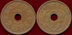 World Coins - DENMARK 1927  2 ORE... nice XF