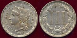 Us Coins - 1870 NICKEL THREE CENT  AU58