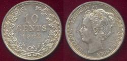 World Coins - NETHERLANDS 1904 10 CENT  AU/UNC
