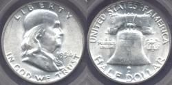 Us Coins - 1954 FRANKLIN HALF DOLLAR  PCGS MS64  high end