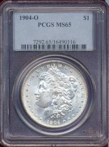 US Coins - 1904-O MORGAN DOLLAR  PCGS MS65  WHITE