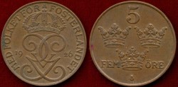 World Coins - SWEDEN 1926.... 5 ORE