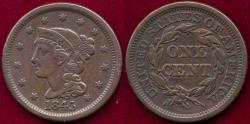 Us Coins - 1845 LARGE CENT VF30
