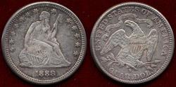 Us Coins - 1888-S DOUBLE "S"  SEATED QUARTER XF45