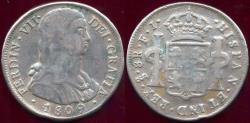 World Coins - CHILE 1809 FJ  8 REALES... FERDINAND VII