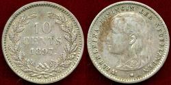 World Coins - NETHERLANDS 1897 TEN CENTS  VF