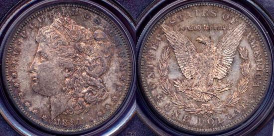 US Coins - 1891-CC MORGAN DOLLAR PCGS MS63 .... BEAUTIFUL COLORS.... BOTH SIDES