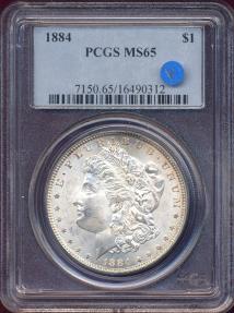 US Coins - 1884 MORGAN DOLLAR   PCGS  MS65   WHITE