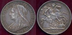 World Coins - GREAT BRITAIN 1899 LXIII CROWN  XF+     very nice