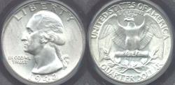 Us Coins - 1943 WASHINGTON QUARTER PCGS MS65 ..  HIGH END
