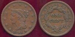 Us Coins - 1843  LARGE CENT  FINE
