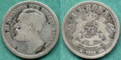 World Coins - SWEDEN 1881 KRONA  FINE