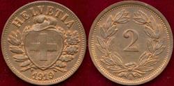 World Coins - SWITZERLAD 1919B 2 RAPPEN   UNCIRCULATED