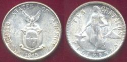 World Coins - PHILIPPINES 1945-D 10 CENTAVOS   BU