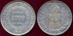 World Coins - BRAZIL 1851 2000 REIS ...UNC. DETAILS
