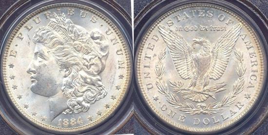 US Coins - 1884 MORGAN DOLLAR  PCGS  MS64