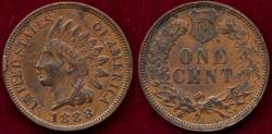 Us Coins - 1888 INDIAN CENT AU50 ... CUD MINT  ERROR