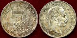 World Coins - HUNGARY 1877  KB  10 KRAJCZAR ... AU/UNC