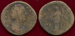 Ancient Coins - FAUSTINA, SR. 147 AD ... SESTERTIUS