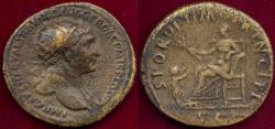 Ancient Coins - TRAJAN Brass Dupondius  Dacian supplicant kneeling