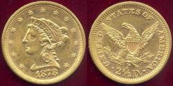 Us Coins - 1878-S $2 1/2 LIBERTY GOLD    AU58