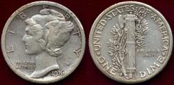 Us Coins - 1916-S MERCURY DIME  XF