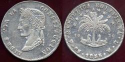 World Coins - BOLIVIA 1855 MJ  8 SOLES   AU DETAILS