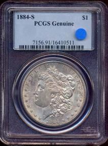 US Coins - 1884-S MORGAN DOLLAR  PCGS GENUINE....MS61