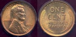 Us Coins - 1924 LINCOLN CENT  PCGS MS65RD  ...old Rattler holder