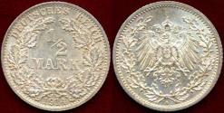 World Coins - GERMANY  1914-A  1/2 MARK ....  VY CHOICE BU ...  BEAUTIFUL