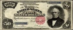 Us Coins - $50 1891 SILVER CERTIFICATE.... RED SEAL... FR#331