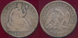 Us Coins - 1858-O SEATED HALF DOLLAR  GOOD
