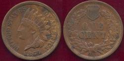 Us Coins - 1864BR INDIAN CENT XF45