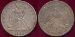 Us Coins - 1860 SEATED HALF DOLLAR  AU