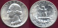 Us Coins - 1942-S WASHINGTON QUARTER MS63