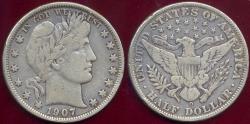 Us Coins - 1907-O  BARBER HALF DOLLAR  VF25