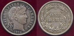 Us Coins - 1912-D BARBER DIME  AU