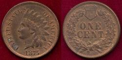 Us Coins - 1875 INDIAN CENT MS64RB