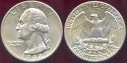 Us Coins - 1942-S WASHINGTON QUARTER AU