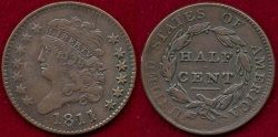 Us Coins - 1811 HALF CENT  XF45