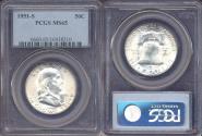Us Coins - 1951-S FRANKLIN HALF DOLLAR PCGS MS65