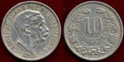 World Coins - LUXEMBOURG 1901  XF  10 CENTIMES